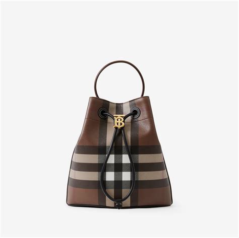 11559561 burberry|Small TB Bucket Bag in Dark birch brown .